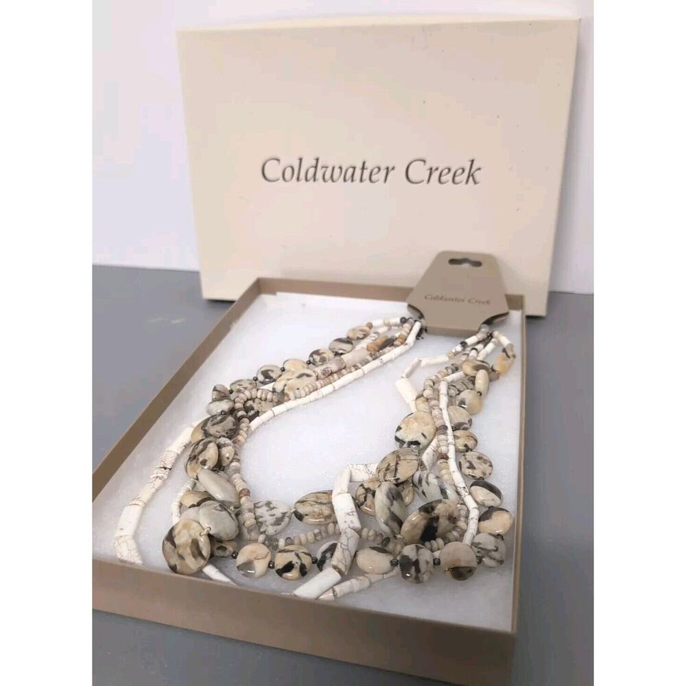 Coldwater‎ Creek Genuine Stone Beaded Necklace NWT And Box